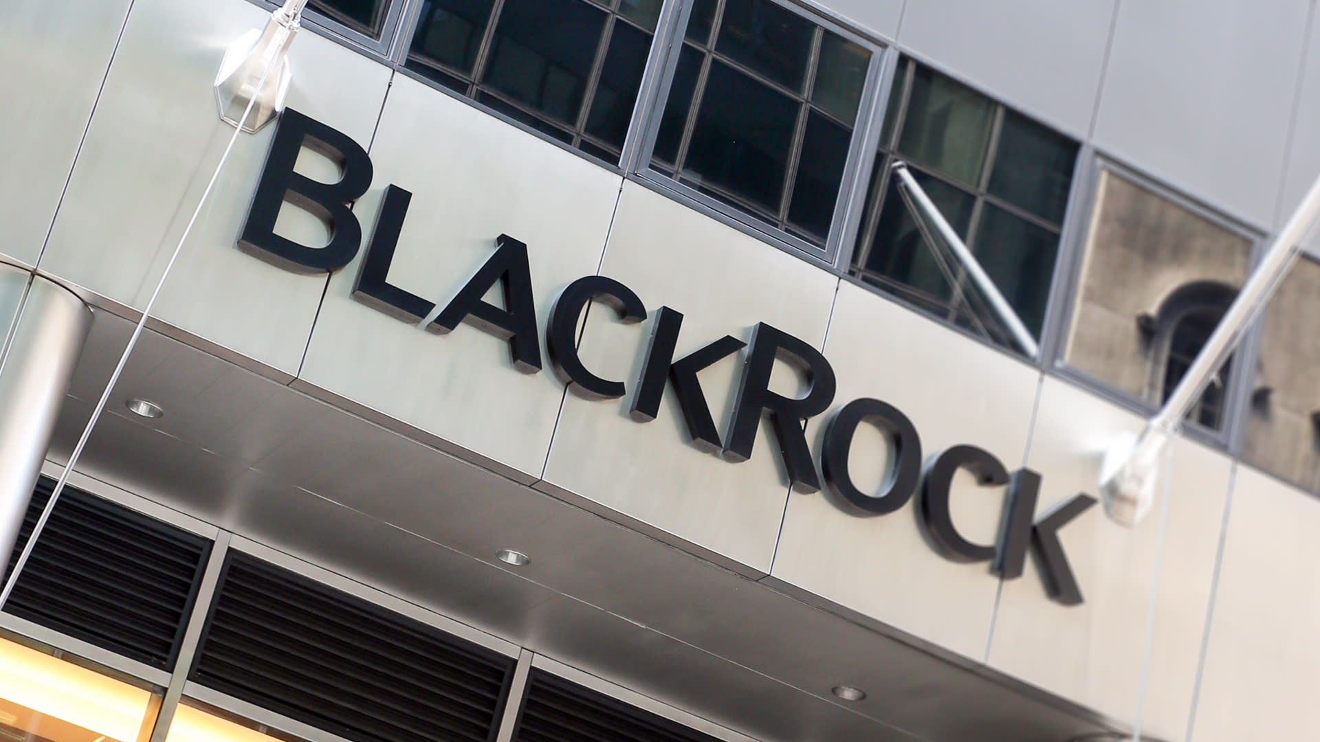 BlackRock company logo on a building facade